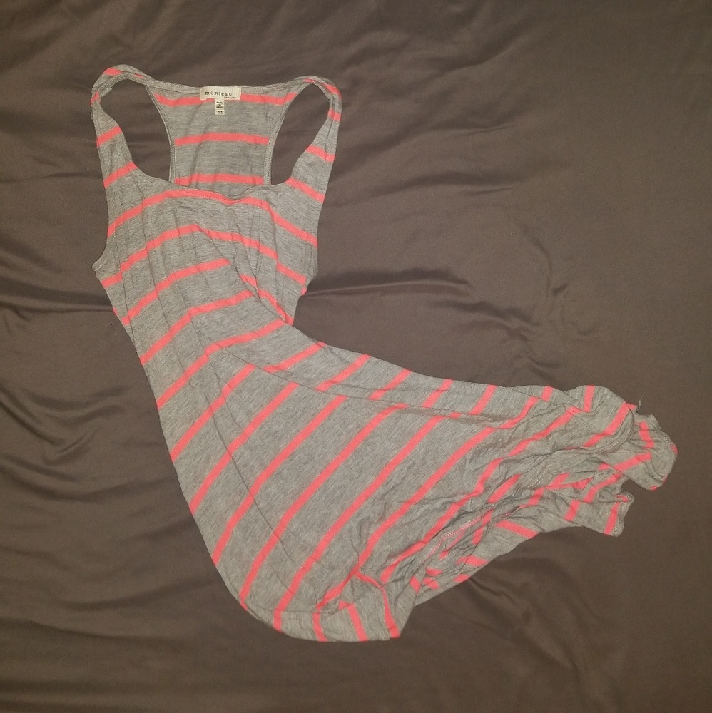 Monteau heather grey and pink flowy dress